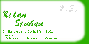 milan stuhan business card